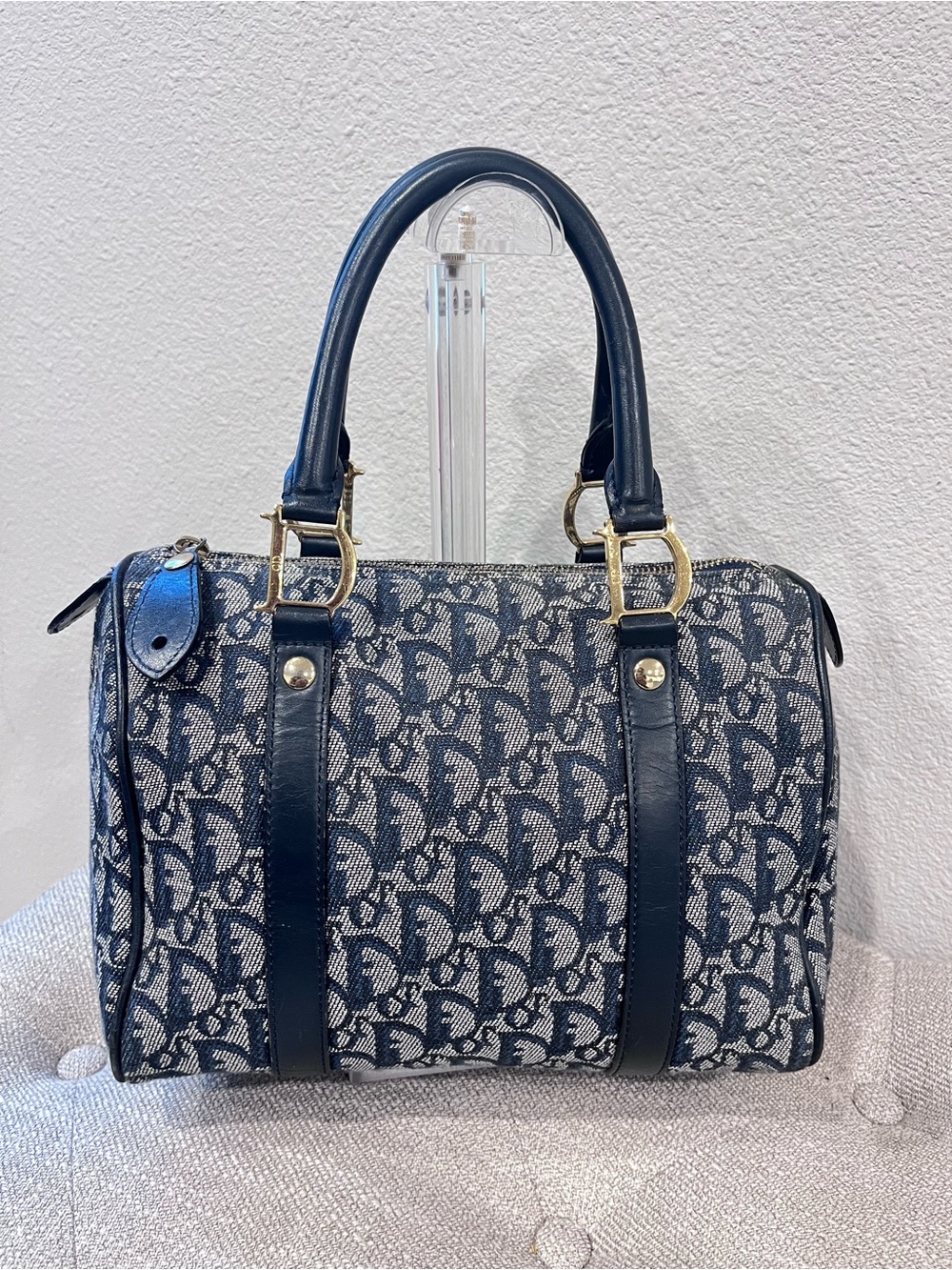 CHRISTIAN DIOR VINTAGE NAVY BLUE TROTTER CANVAS & MATCHING WALLET - Picture 4 of 16